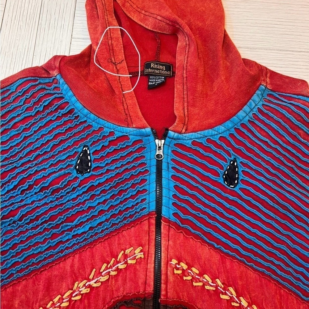 Rising International full zip‎ hooded jacket artsy whimsy boho unique women's L - Picture 8 of 8